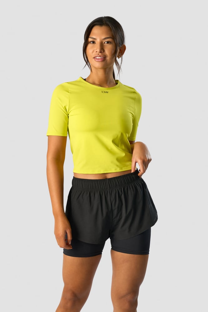 charge cropped mid sleeve wmn acid yellow